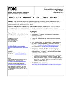 Financial Institution Letter FIL[removed]October 6, 2014 Federal Deposit Insurance Corporation 550 17th Street, NW, Washington, D.C[removed]