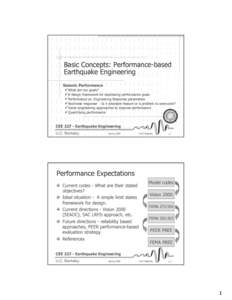 Basic Concepts: Performance-based Earthquake Engineering Seismic Performance What are our goals? A design framework for expressing performance goals
