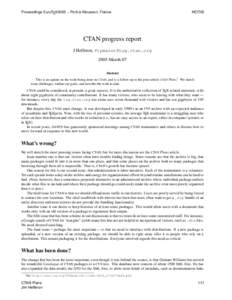 Proceedings EuroTEX2005 – Pont-à-Mousson, France  MOT05 CTAN progress report J Hefferon, [removed]