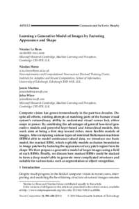 ARTICLE  Communicated by Kevin Murphy Learning a Generative Model of Images by Factoring Appearance and Shape