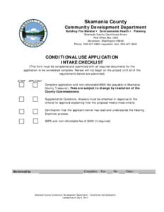 Skamania County  Community Development Department Building/Fire Marshal  Environmental Health  Planning Skamania County Courthouse Annex Post Office Box 1009