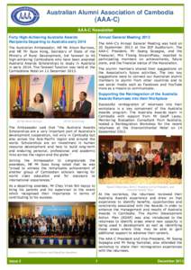 Australian Alumni Association of Cambodia  (AAA-C) AAA-C Newsletter Forty High-Achieving Australia Awards Recipients Departing to Australia early 2014