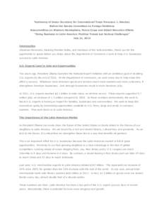 Testimony of Under Secretary for International Trade Francisco J. Sánchez Before the Senate Committee on Foreign Relations Subcommittee on Western Hemisphere, Peace Corps and Global Narcotics Affairs “Doing Business i