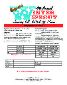 Registration Form Registration fee includes; entry in the 4th Annual Winter Wipeout and Practice Time. Entry Fee: Amateur.......................$30, Additional Division $10 Pro*..............................$40, Addition