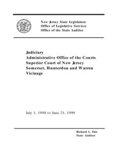 New Jersey State Legislature Office of Legislative Services Office of the State Auditor Judiciary Administrative Office of the Courts