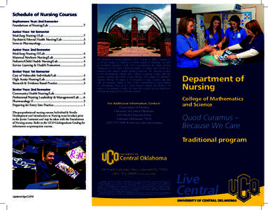 Schedule of Nursing Courses Sophomore Year: 2nd Semester Foundations of Nursing/Lab............................................7 Junior Year: 1st Semester