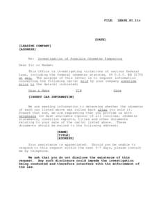 FILE:  LEASE_HI.ltr [DATE] [LEASING COMPANY]