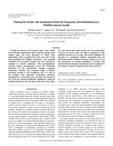4115 The Journal of Experimental Biology 209, Published by The Company of Biologists 2006 doi:jebTuning the drum: the mechanical basis for frequency discrimination in a
