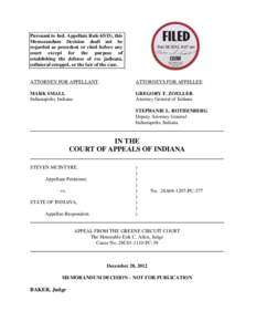 FILED  Pursuant to Ind. Appellate Rule 65(D), this Memorandum Decision shall not be regarded as precedent or cited before any court except for the purpose of