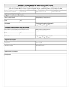 Weber County Hillside Review Application Application submittals will be accepted by appointment only[removed][removed]Washington Blvd. Suite 240, Ogden, UT[removed]Date Submitted / Completed Fees (Office Use)