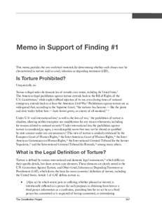 Memo in Support of Finding #1 This memo provides the raw analytical materials for determining whether such abuses may be characterized as torture and/or cruel, inhuman or degrading treatment (CID). Is Torture Prohibited?