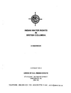 INDIAN WATER RIGHTS IN BRITISH COLUMBIA A HANDBOOK