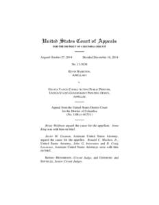 United States Court of Appeals FOR THE DISTRICT OF COLUMBIA CIRCUIT Argued October 27, 2014  Decided December 16, 2014