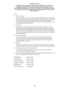 ORDINANCE #243 AN ORDINANCE AMENDING THE CODE OF ORDINANCES, TOWN OF VERNON, CONNECTICUT AS ADOPTED ON MARCH 5, 2002 AND AS