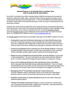   Summary Response to the Sheridan Expressway-Hunts Point Land Use Study Draft Recommendations  