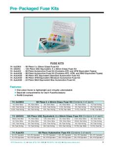 Pre−Packaged Fuse Kits  FUSE KITS 74−5x20Kit 74−3AGKit 74−AutoKit