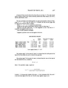 Astrometry / Time measurement / ΔT / Declination / Astronomical transit / Transit of Venus / Hour angle / Latitude / Astrology / Celestial coordinate system / Astrological aspects