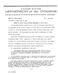 UNITED STATES  DEPARTMENT of the INTERIOR * * * * * * * * * * * * * * * * * * * * *news BUREAU OF INDIAN AFFAIRS