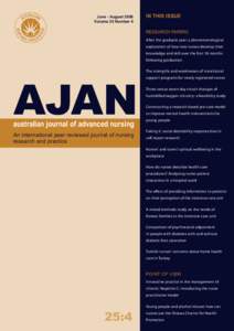 June - August 2008 Volume 25 Number 4 IN THIS ISSUE RESEARCH PAPERS After the graduate year: a phenomenological