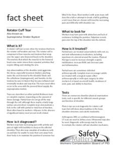 WCB Fact Sheet - Rotator Cuff Tear