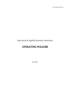 AAEA Operating Policies  Agricultural & Applied Economics Association OPERATING POLICIES