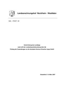 Landesrechnungshof Nordrhein - Westfalen  G.K. – 172 EUnterrichtung des Landtags nach § 99 der Landeshaushaltsordnung über die