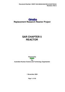 Document Number: RRRP-7225-EBEAN-002-REV0-CHAPTER-05 Revision: REV.0 Replacement Research Reactor Project  SAR CHAPTER 5