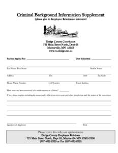 Dodge County Application for Employment