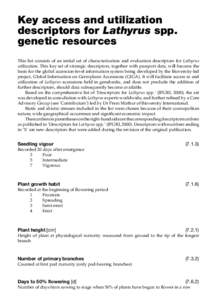 Key access and utilization descriptors for Lathyrus spp. genetic resources