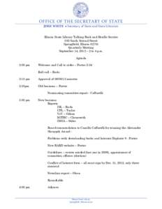 Talking Book and Braille Service Advisory Committee Meeting Agenda