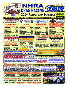 NHRA DRAG RACING MCRFront14_MCRFront14[removed]:08 PM Page[removed]P AYOUT AND S CHEDULE