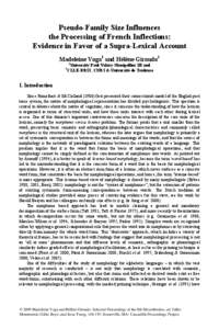 Pseudo-Family Size Influences the Processing of French Inflections: Evidence in Favor of a Supra-Lexical Account