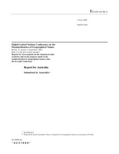 E/CONF.94/CRP.21 4 June 2002 English only Eighth United Nations Conference on the Standardization of Geographical Names