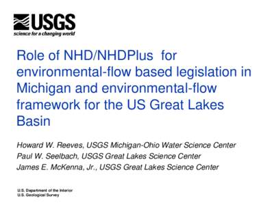 Ungaged Flow Estimation for the US Great Lakes Basin- GLRI Watershed Modeling Project