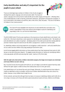 Early identification and why it’s important for the pupils in your school There are shockingly large numbers of children in the UK who struggle to develop their speech, language and communication skills. The impact of 