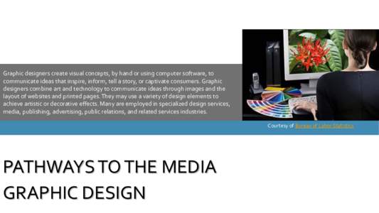 Graphic designers create visual concepts, by hand or using computer software, to communicate ideas that inspire, inform, tell a story, or captivate consumers. Graphic designers combine art and technology to communicate i