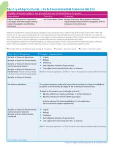 Faculty of Agricultural, Life & Environmental Sciences (ALES) Eligible admission subjects are grouped into one of these three categories: Humanities Fine Arts s Sciences English (Literature and Composition);