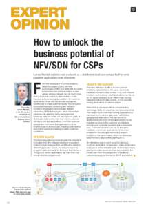 EXPERT OPINION How to unlock the business potential of NFV/SDN for CSPs Lukasz Mendyk explains how a network as a distributed cloud can reshape itself to serve