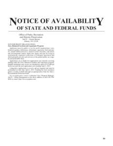 OTICE OF AVAILABILITY NOF STATE AND FEDERAL FUNDS Office of Parks, Recreation and Historic Preservation 2nd Fl. - Grants Bureau