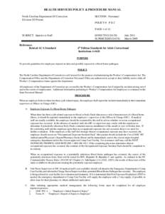 HEALTH SERVICES POLICY & PROCEDURE MANUAL North Carolina Department Of Correction Division Of Prisons SECTION: Personnel POLICY # P II-2