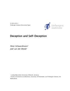 TII Tinbergen Institute Discussion Paper Deception and Self-Deception  Peter Schwardmann1