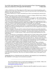 Text of UBC on-line Submission to EPA on level of assessment for Water Corporation proposal for tanks, p/l etc in Bush Forever 399, adjacent BF 300 Ellenbrook 27 March[removed]This is a Bush Forever site 399 and adjacent