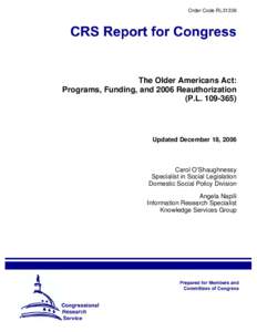 Programs, Funding, and 2006 Reauthorization (P.L[removed])