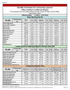 2016 Monthly Premiums for Contracting Agencies Other Southern California Region