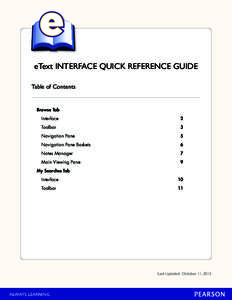 eText INTERFACE QUICK REFERENCE GUIDE Table of Contents Browse Tab Interface