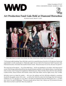 Online Circulation: 275,327 WWD / CONCRETE JUNGLE / MARCH 17, 2016 Art Production Fund Gala Held at Diamond Horseshoe By Kristi Garced | March 17, 2016