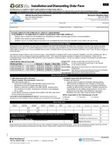 L-1  Installation and Dismantling Order Form RETURN WITH G-2: PAYMENT & CREDIT CARD CHARGE AUTHORIZATION FORM TO: Global Experience Specialists, Inc. (GES) • 7000 Lindell Road, Las Vegas, NV • Fax: 