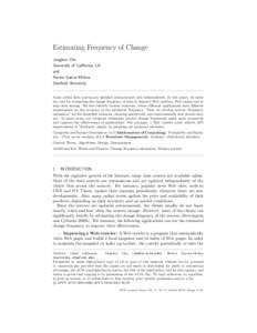 Estimating Frequency of Change Junghoo Cho University of California, LA