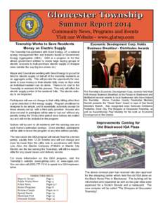Gloucester Township Summer Report 2014 Community News, Programs and Events Visit our Website - www.glotwp.com