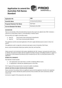 Application to amend the Australian Fish Names Standard Application No  230